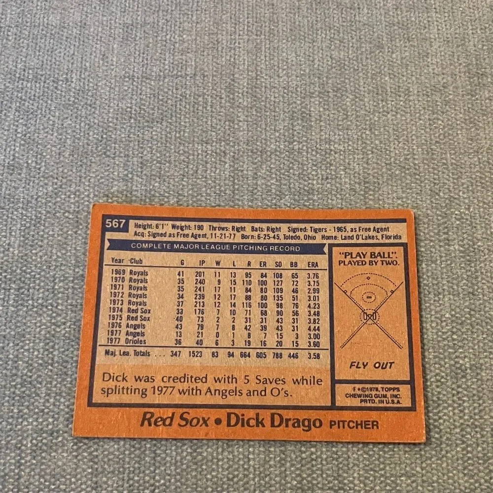 1978 Topps Boston Red Sox Baseball Card Trading Card